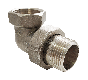 Соединитель латунь никель американка Ду 20 (3/4") угловой ВР/НР Valfex VF.098.N.034