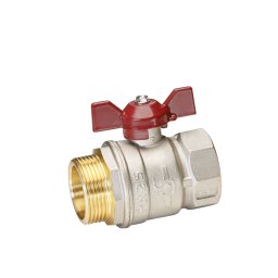 Кран шаровой латунь никель Temper Ду 32 (1 1/4”) PN25 ВН/НР бабочка 8832ВНБ11425 купить в Москве