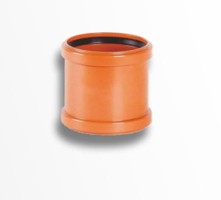 Муфта НПВХ двухраструбная коричневая Дн 160 б/н соединительная в/к