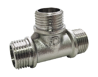 Тройник латунь никель Ду 15 (1/2") НР/НР/НР Valfex VF.131.N.012