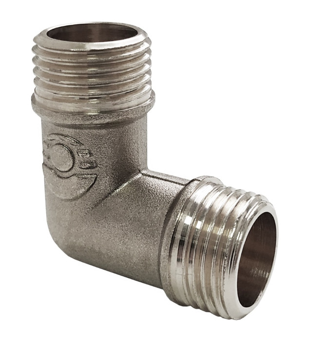 Угольник латунь никель Ду 25 (1") НР/НР Valfex VF.093.N.100