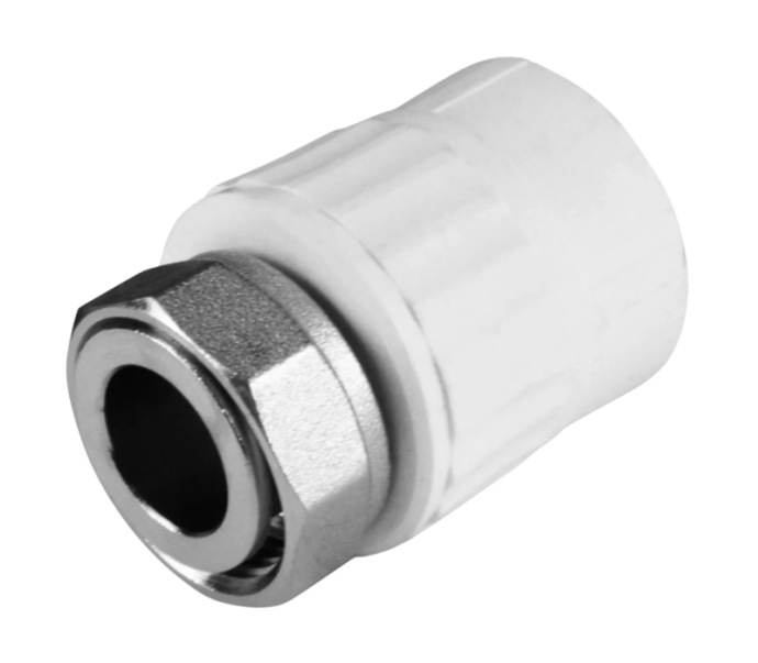 Муфта PP-R комбинированная белая с накидной гайкой Дн 20x3/4" на металлическом штуцере VALFEX 10139120