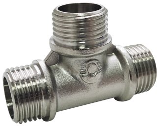 Тройник латунь никель переходной Ду 15x20x20 (1/2"x3/4"x3/4") НР/НР/НР Valfex VF.131.N.034