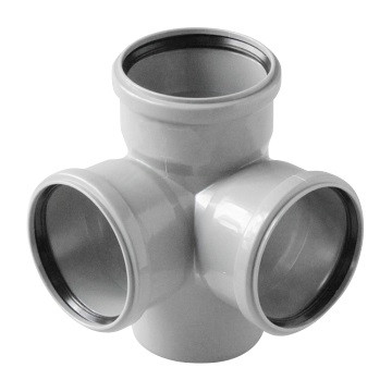 Крестовина PP-H 2-плоскостная серая Дн 110x110x110 87° б/н в/к VALFEX 28110110