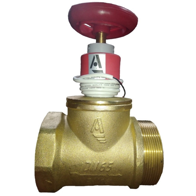 Клапан пожарный латунный прямой КПЛП 65-1 Ду 65 1.6 МПа муфта-цапка с датчиком положения ДППК 23 Апогей 110020