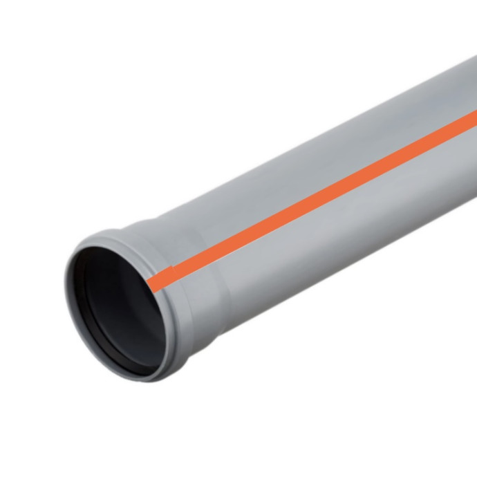 Труба PP-H с раструбом серая OPTIMA Дн 50x1.5 б/н длина 3 м в/к VALFEX 220500300