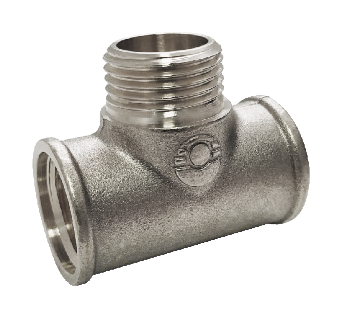 Тройник латунь никель переходной Ду 15 (1/2") ВР/НР/ВР Valfex VF.132.N.012