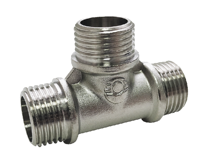 Тройник латунь никель Ду 15 (1/2") НР/НР/НР Valfex VF.131.N.012