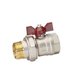 Кран шаровой латунь никель Temper Ду 25 (1”) PN40 ВН/НР американка бабочка 8825ВАБ140 купить в Москве