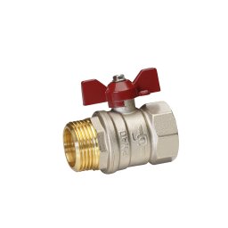 Кран шаровой латунь никель Temper Ду 25 (1”) PN40 ВН/НР бабочка 8825ВНБ140 купить в Москве