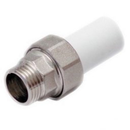 Муфта PP-R комбинированная разъемная белая наружная пайка/НР Дн 25x3/4