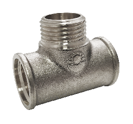 Тройник латунь никель переходной Ду 15 (1/2") ВР/НР/ВР Valfex VF.132.N.012