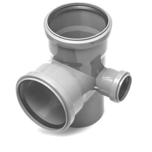 Крестовина PP-H 2-плоскостная правая серая Дн 110x110x50 87° б/н в/к VALFEX 28211150