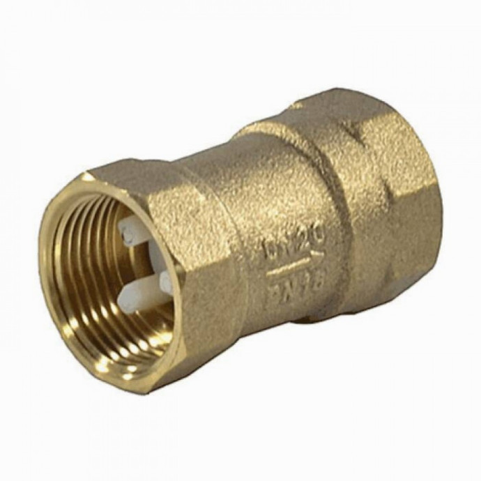 Клапан обратный латунь осевой КОП Ду 20 Ру16 ВР G3/4" диск пластик Пензапромарматура 00121000