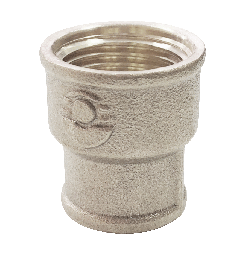 Муфта латунь никель переходная Ду 20x15 (3/4"x1/2") ВР/ВР Valfex VF.240.N.034.012