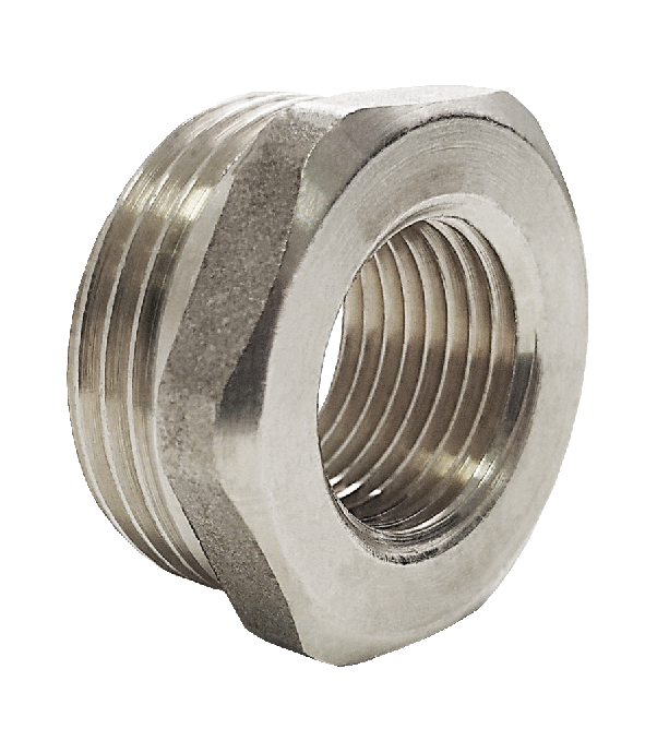 Футорка латунь никель Ду 20x15 (3/4"x1/2") НР/ВР Valfex VF.581.N.034.012