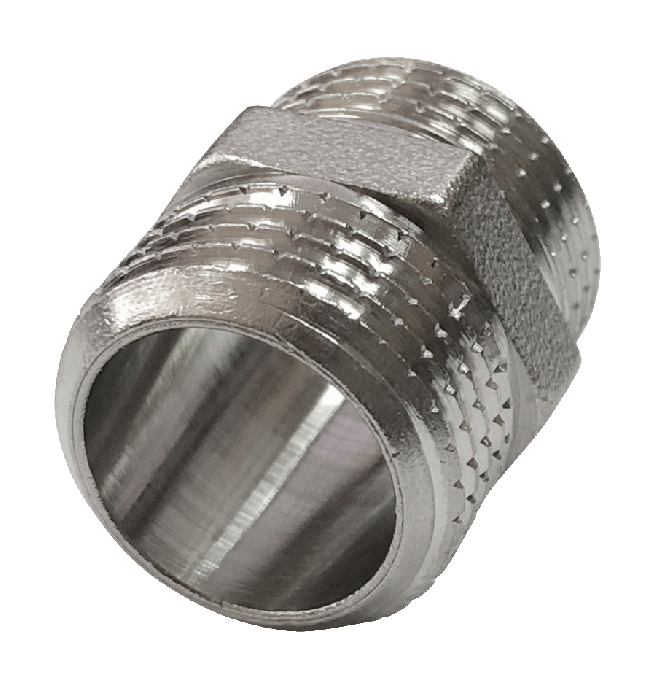 Ниппель латунь никель Ду 15 (1/2") НР Valfex VF.582.N.012