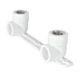 Планка PP-R монтажная белая ВР Дн 20x1/2" Ру25 под смеситель с водорозетками RTP 10701