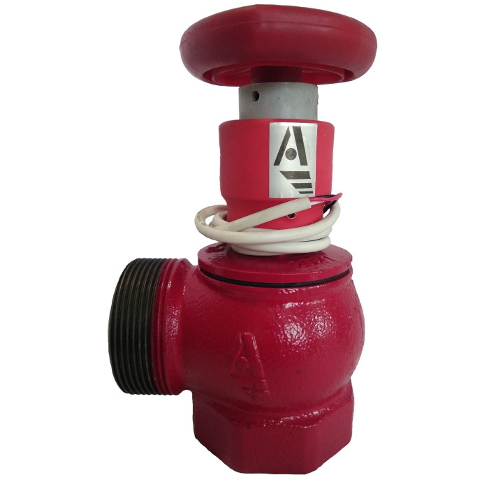 Клапан пожарный чугунный 90° КПЧМ 50-1 Ду 50 1.6 МПа муфта-цапка с датчиком положения ДППК 24 Апогей 110030