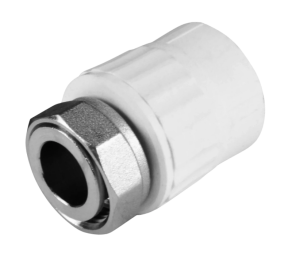 Муфта PP-R комбинированная белая с накидной гайкой Дн 25x3/4