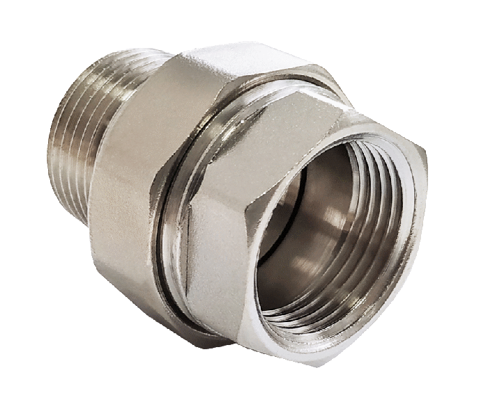 Соединитель латунь никель американка Ду 20 (3/4") прямой ВР/НР Valfex VF.340.N.034