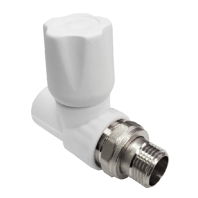 Кран PP-R шаровой белый НР Дн 25x1/2" прямой для радиатора VALFEX 10149125