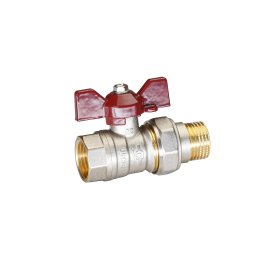 Кран шаровой латунь никель Temper Ду 15 (1/2”) PN40 ВН/НР американка бабочка 8815ВАБ1240 купить в Москве