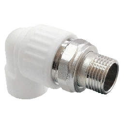 Угольник PP-R комбинированный разъемный белый НР Дн 25x3/4" для радиатора VALFEX 10238034