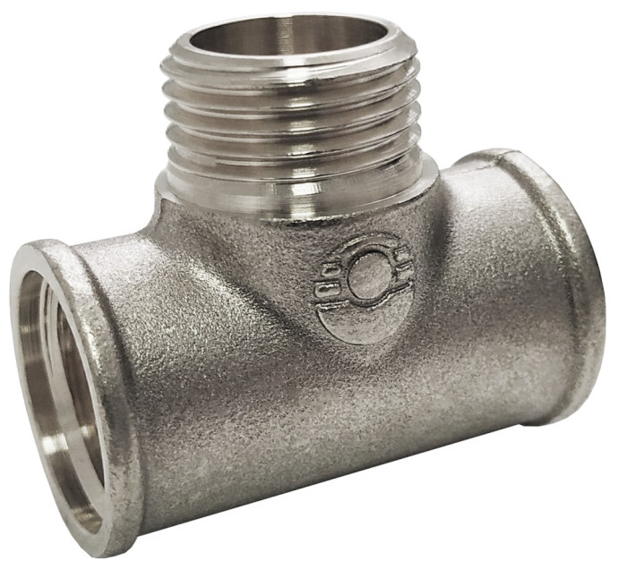 Тройник латунь никель переходной Ду 20 (3/4") ВР/НР/ВР Valfex VF.132.N.034