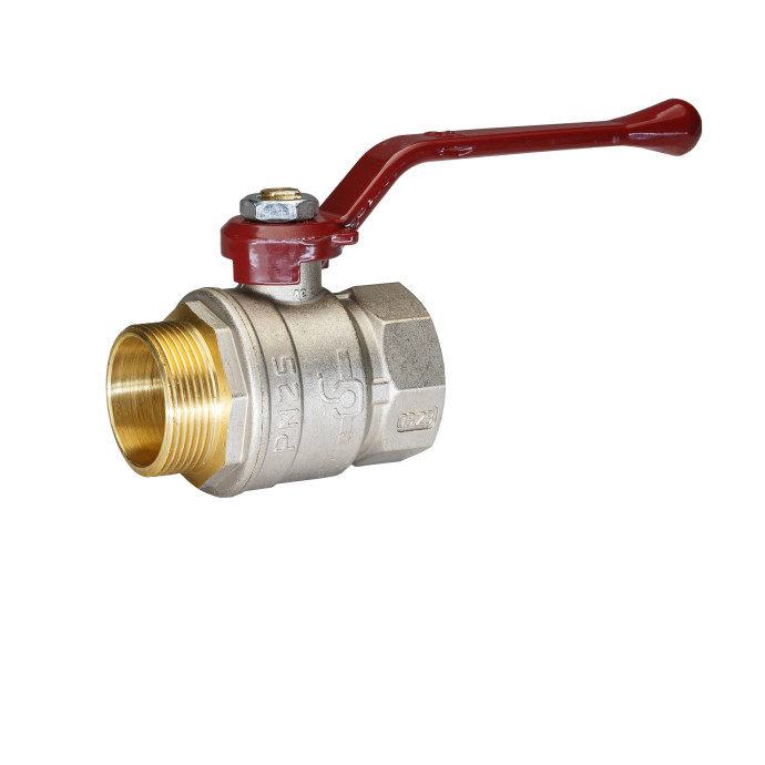 Кран шаровой латунь никель Temper Ду 40 (1 1/2”) PN25 ВН/НР рычаг 8840ВНР11225