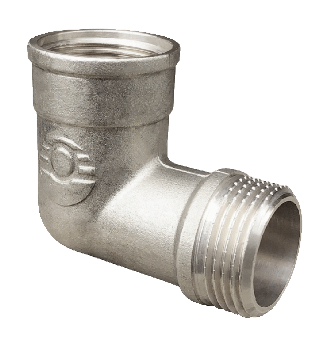 Угольник латунь никель переходной Ду 20 (3/4") ВР/НР Valfex VF.092.N.034