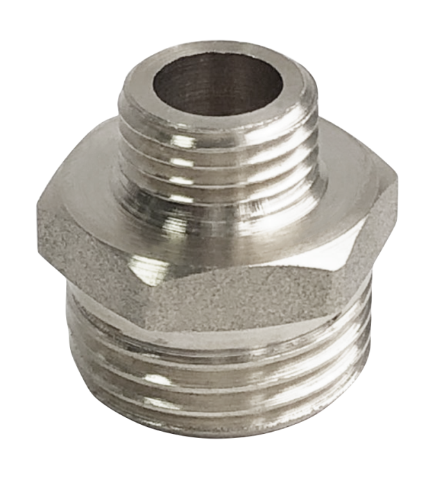 Ниппель латунь никель переходной Ду 25x15 (1"x1/2") НР Valfex VF.580.N.100.012