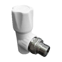 Кран PP-R шаровой белый НР Дн 20x1/2" угловой для радиатора VALFEX 10148020