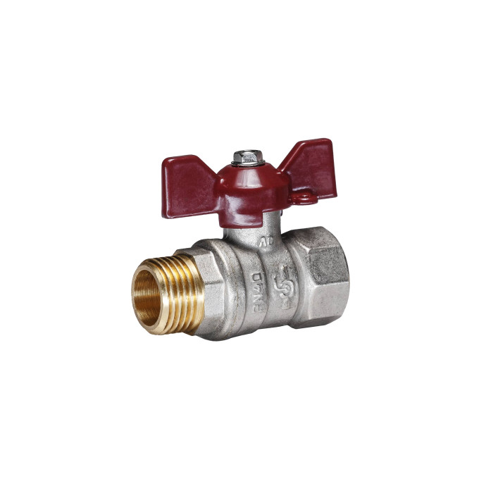 Кран шаровой латунь никель Temper Ду 15 (1/2”) PN40 ВН/НР бабочка 8815ВНБ1240