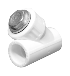 Фильтр PP-R сетчатый белый внутренняя пайка Дн 25 45° RTP 34527